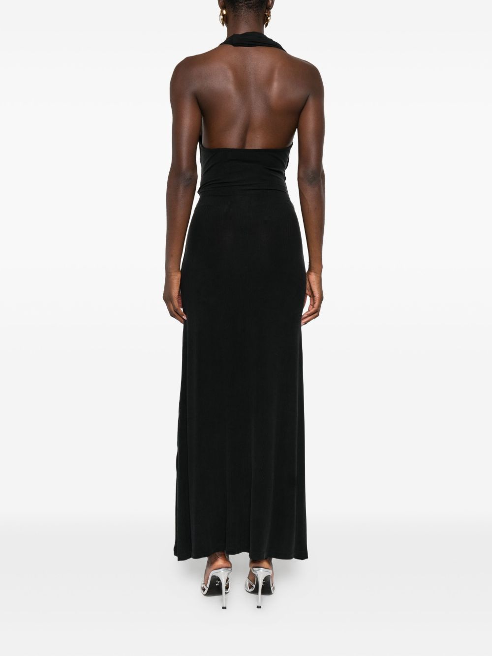 Abito lungo con scollo halter in nero Aya Muse - donna 