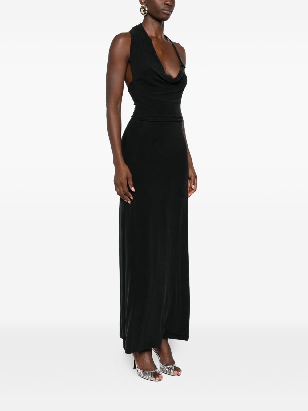 Abito lungo con scollo halter in nero Aya Muse - donna 