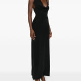 Abito lungo con scollo halter in nero Aya Muse - donna 