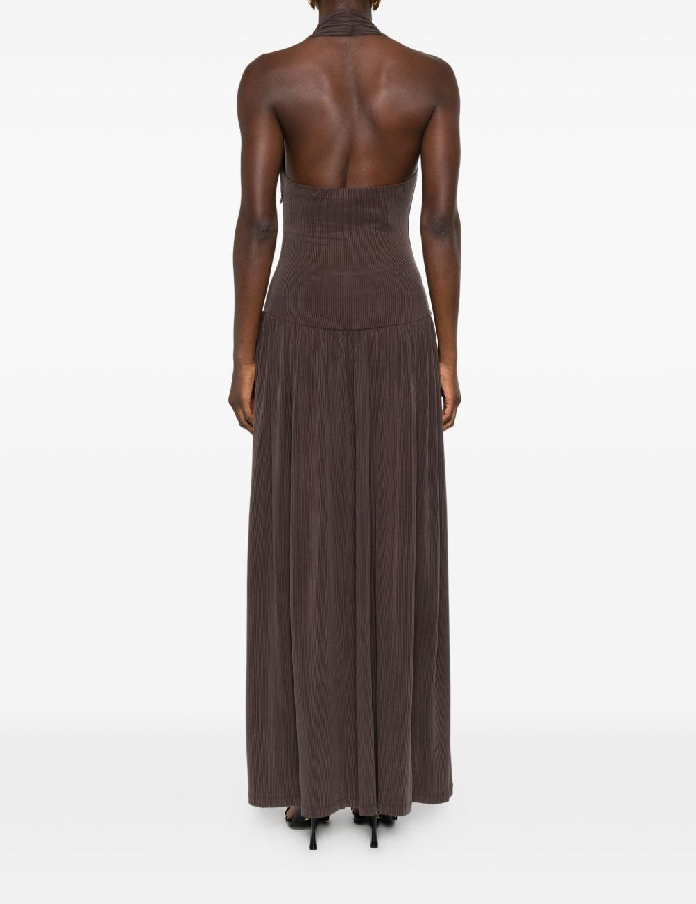 Abito lungo con scollo halter in marrone Aya Muse - donna 