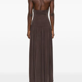 Abito lungo con scollo halter in marrone Aya Muse - donna 