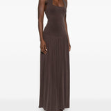 Abito lungo con scollo halter in marrone Aya Muse - donna 