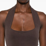 Abito lungo con scollo halter in marrone Aya Muse - donna 