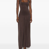 Abito lungo con scollo halter in marrone Aya Muse - donna 