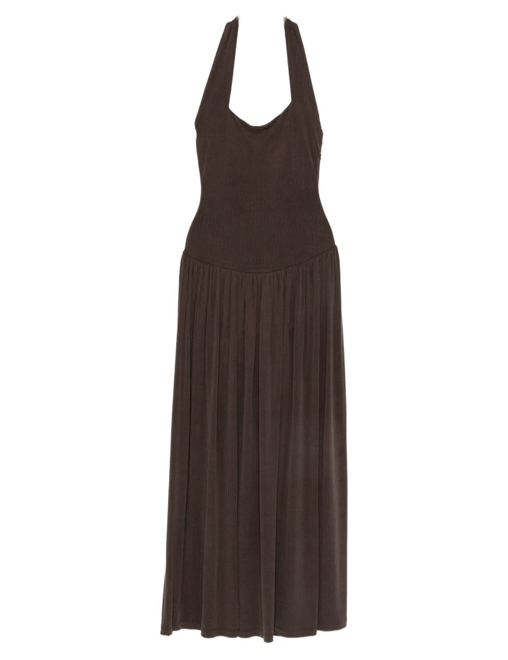Abito lungo con scollo halter in marrone Aya Muse - donna 