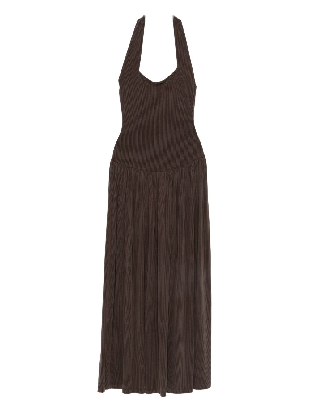 Abito lungo con scollo halter in marrone Aya Muse - donna 