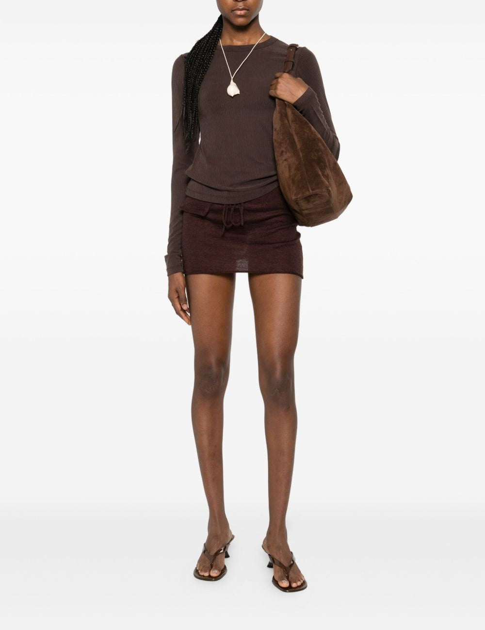 Mini gonna con coulisse in marrone Aya Muse - donna 