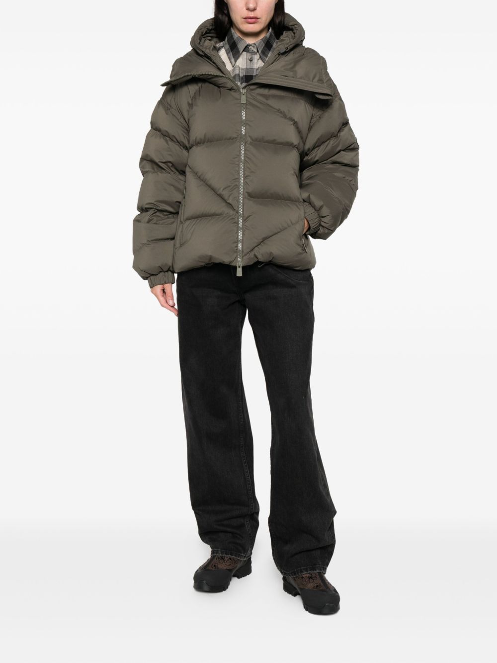 Giacca imbottita con chiusura a zip in verde Bacon - donna 