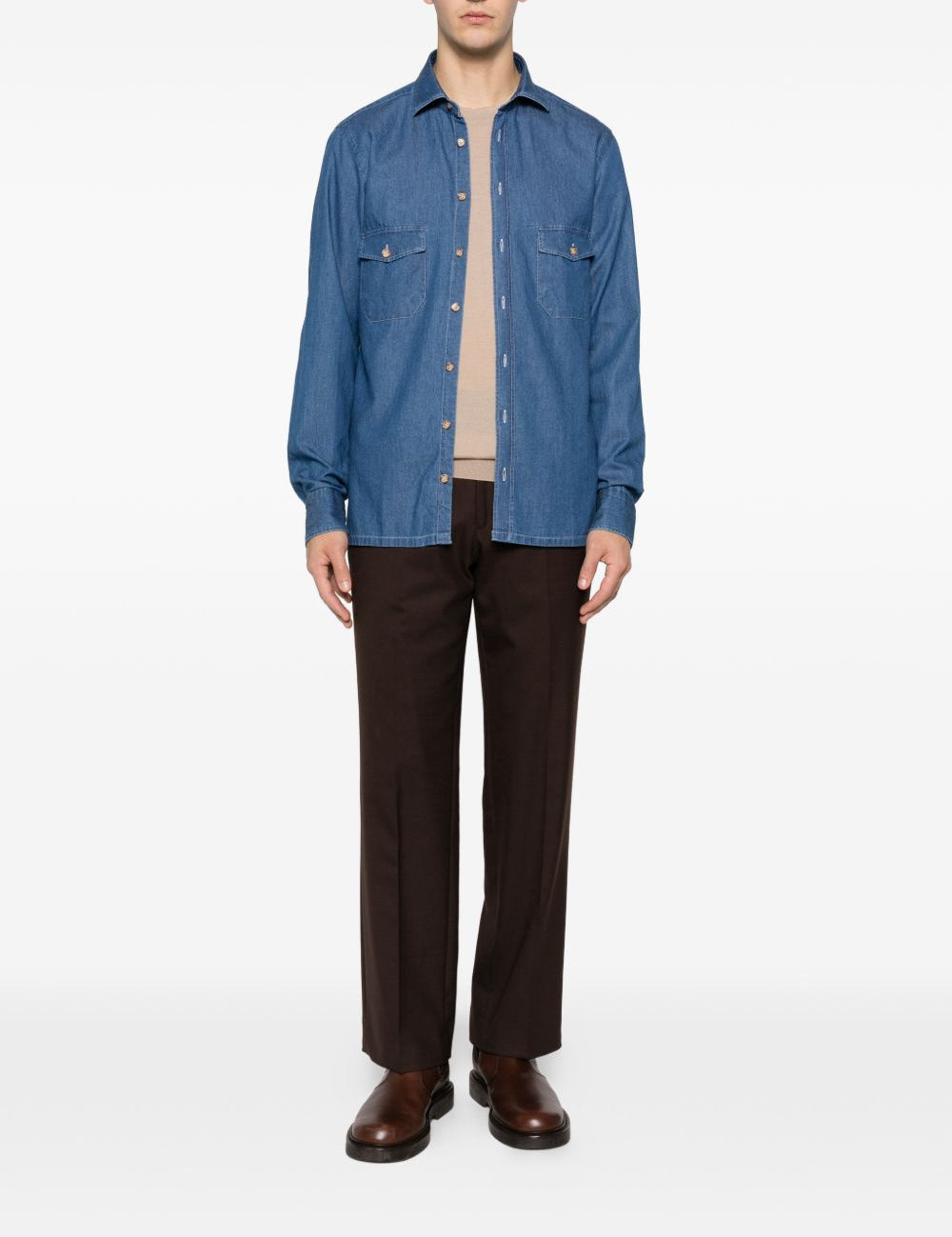 Camicia con tasca in blu Barba - uomo 