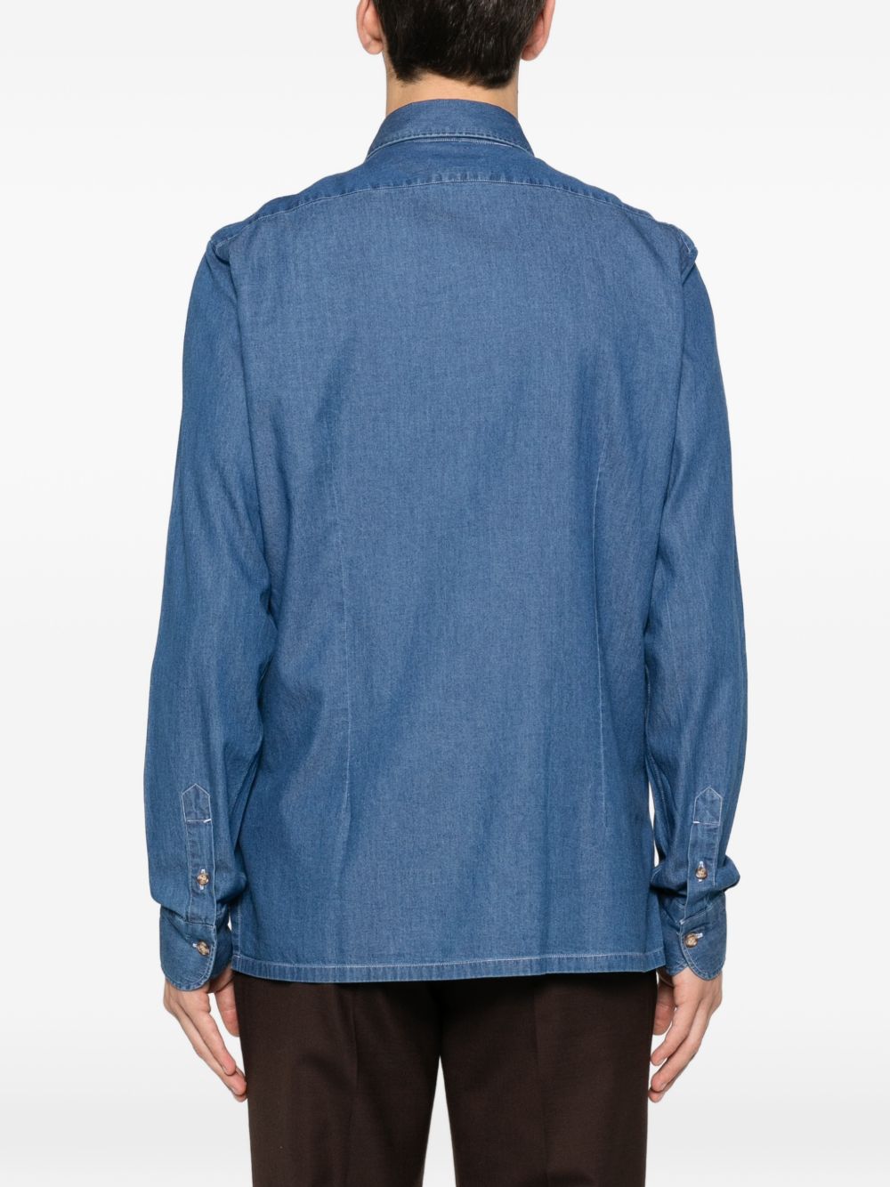 Camicia con tasca in blu Barba - uomo 