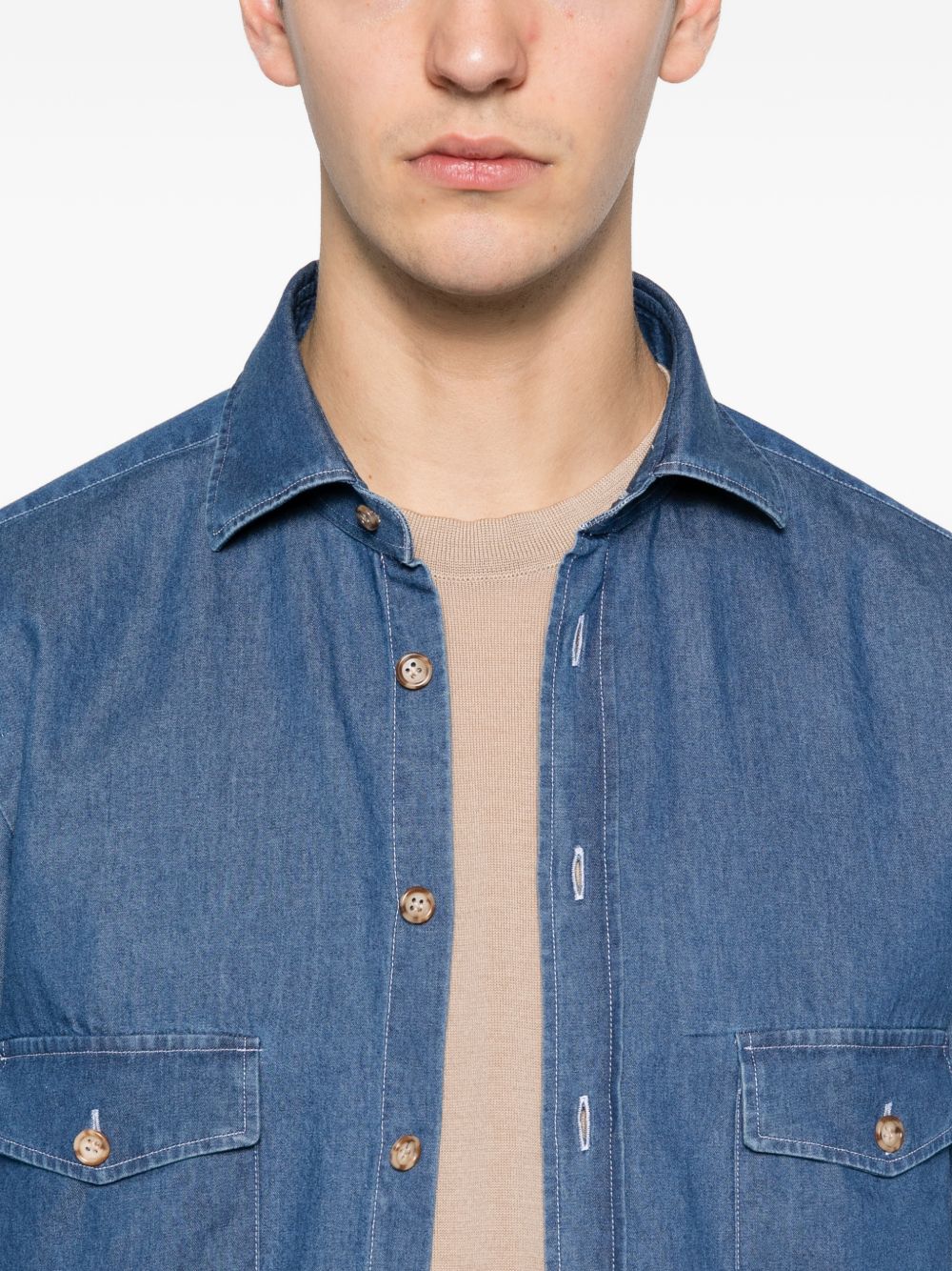 Camicia con tasca in blu Barba - uomo 