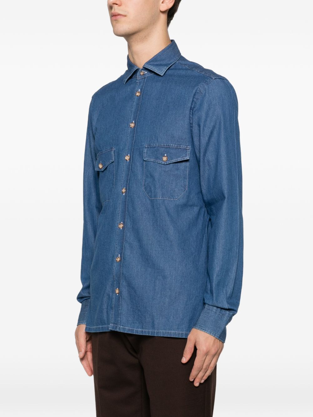 Camicia con tasca in blu Barba - uomo 
