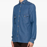 Camicia con tasca in blu Barba - uomo 