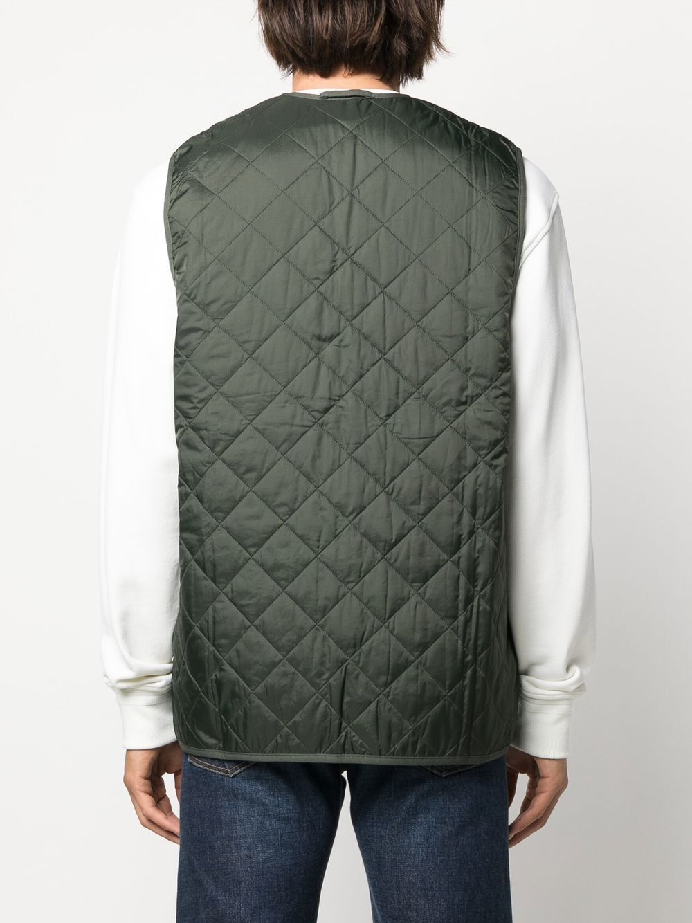 Gilet con zip trapuntato in verde Barbour - uomo 