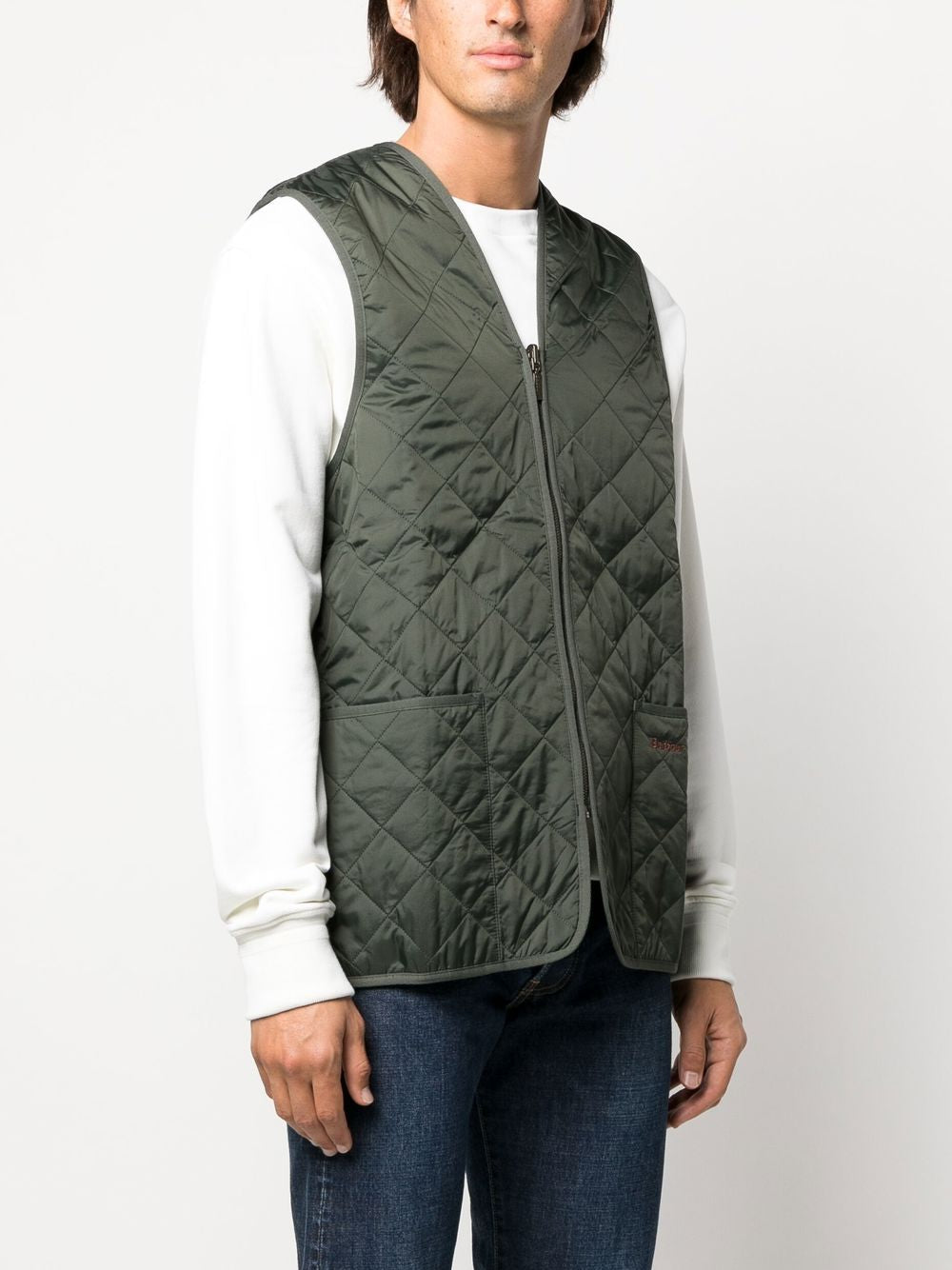 Gilet con zip trapuntato in verde Barbour - uomo 