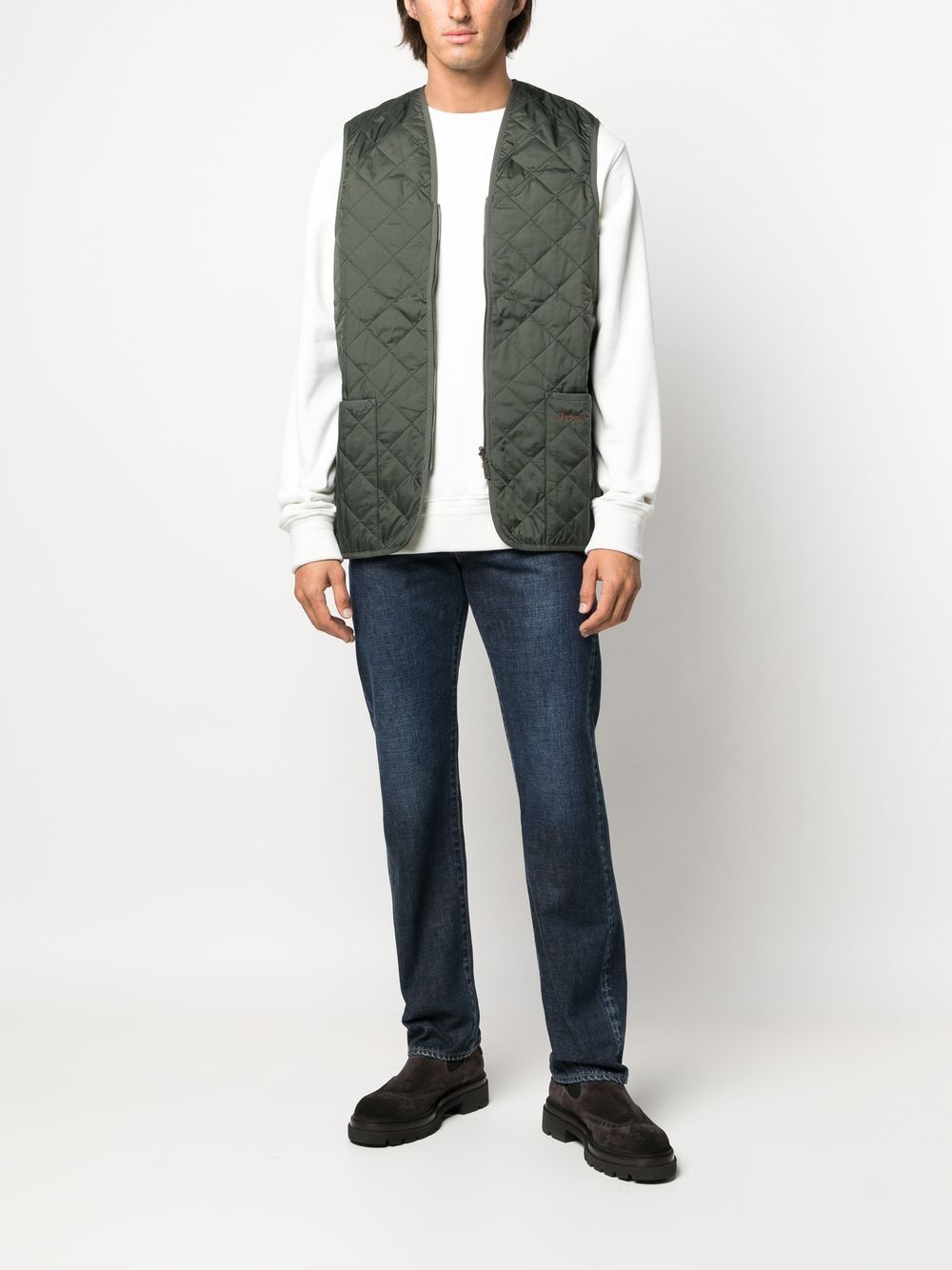 Gilet con zip trapuntato in verde Barbour - uomo 