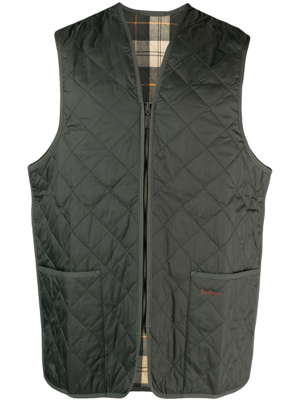 Gilet con zip trapuntato in verde Barbour - uomo 