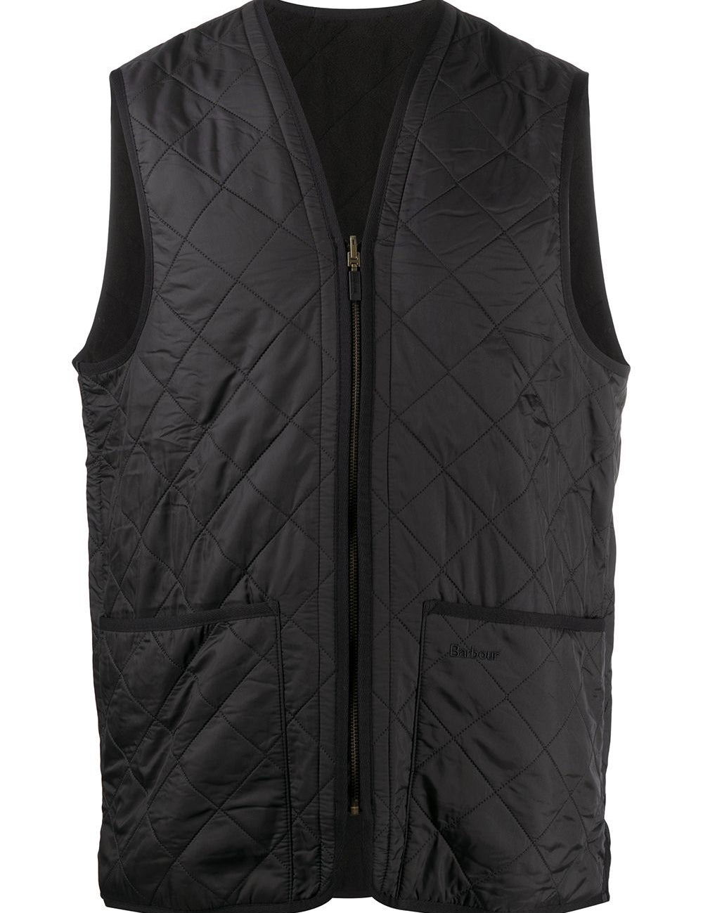 Gilet trapuntato con zip in nero Barbour - uomo 