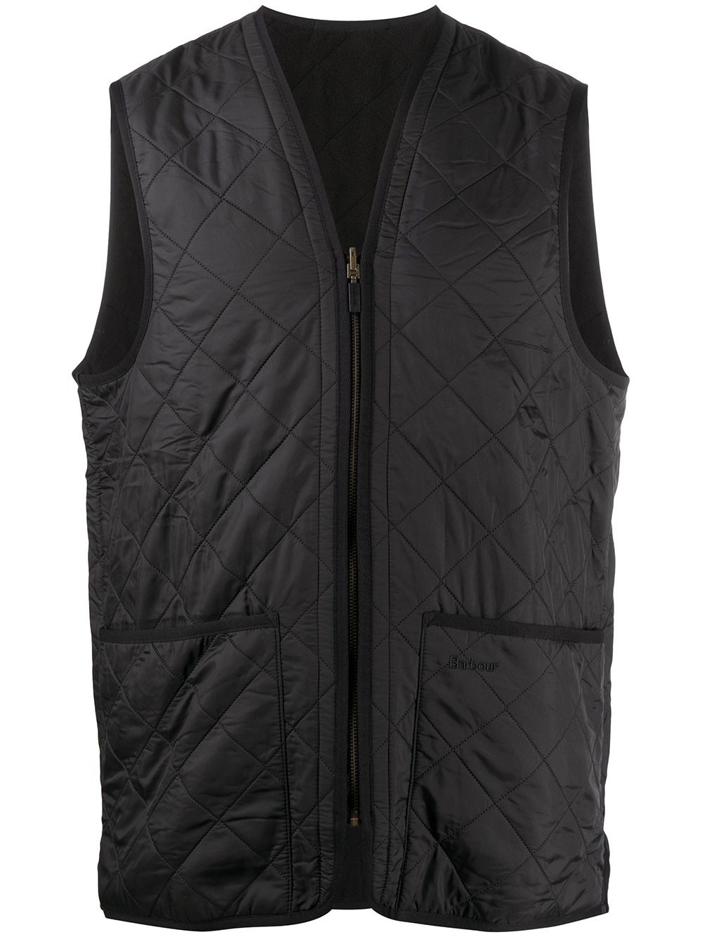 Gilet trapuntato con zip in nero Barbour - uomo 