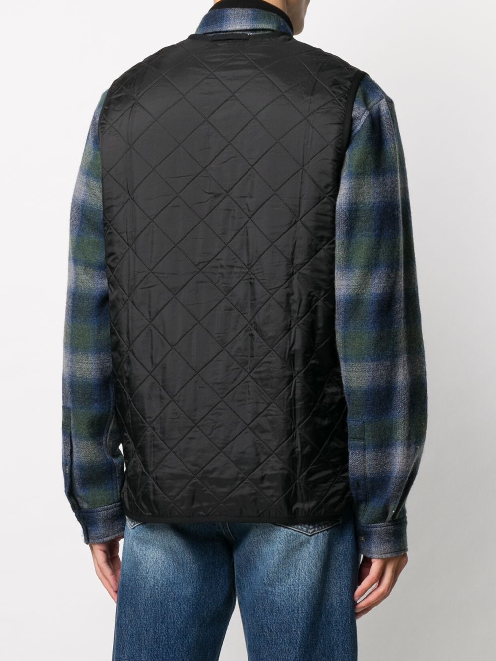 Gilet trapuntato con zip in nero Barbour - uomo 