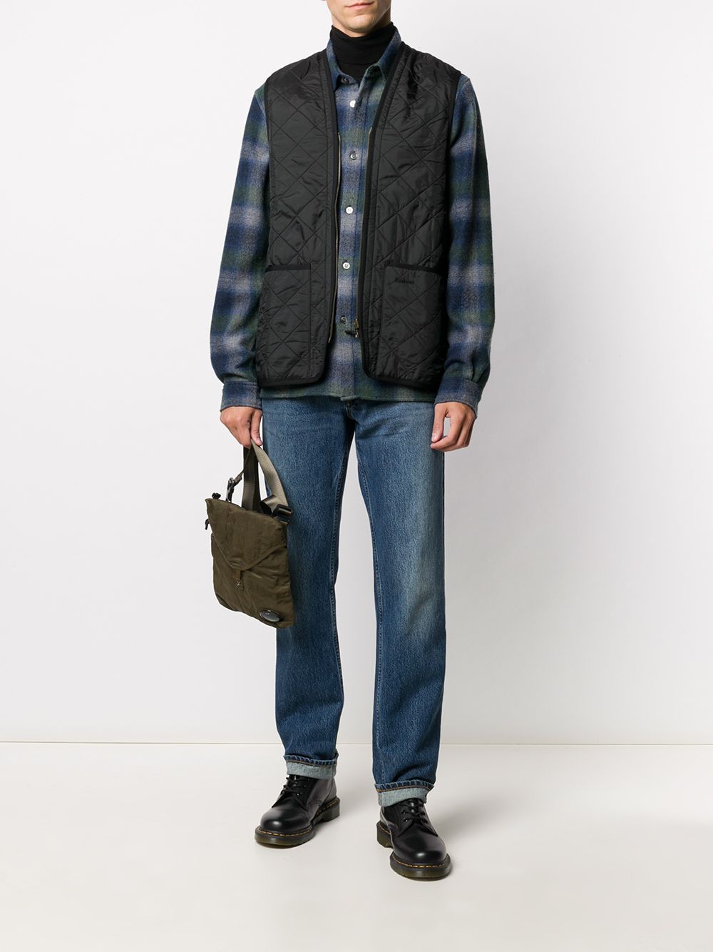 Gilet trapuntato con zip in nero Barbour - uomo 