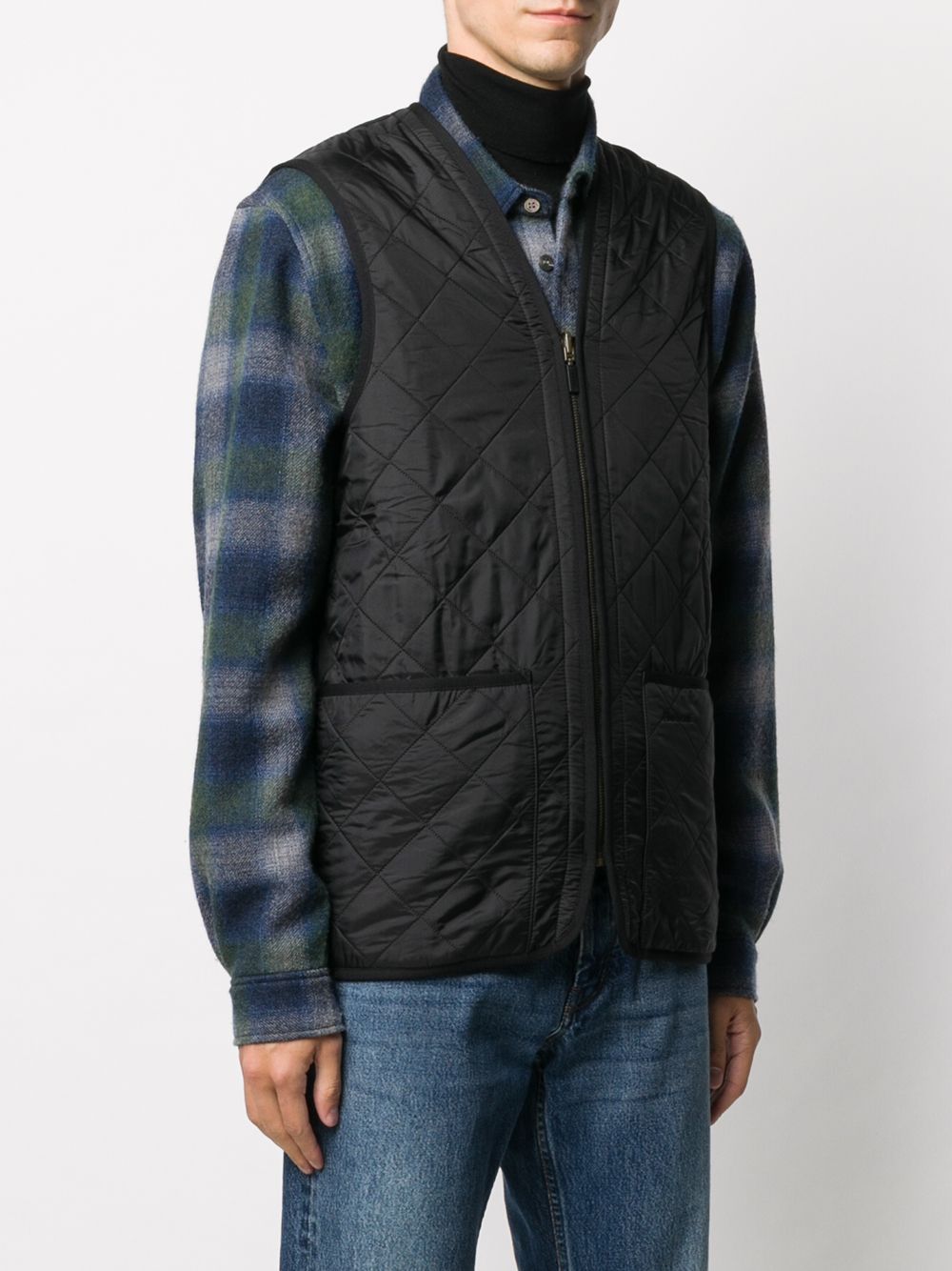 Gilet trapuntato con zip in nero Barbour - uomo 