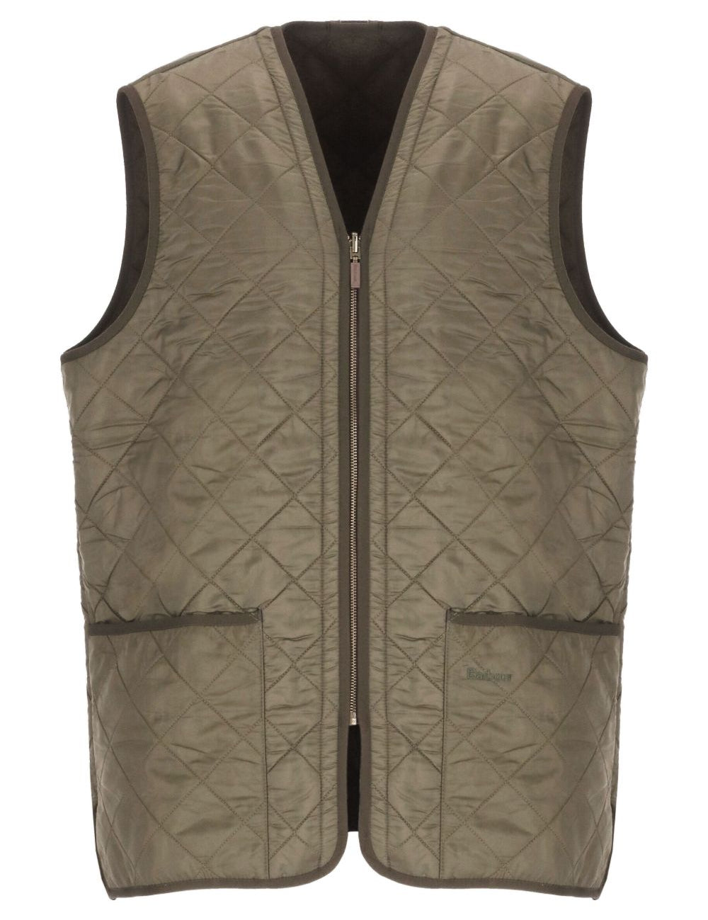 Gilet trapuntato con zip in verde Barbour - uomo 
