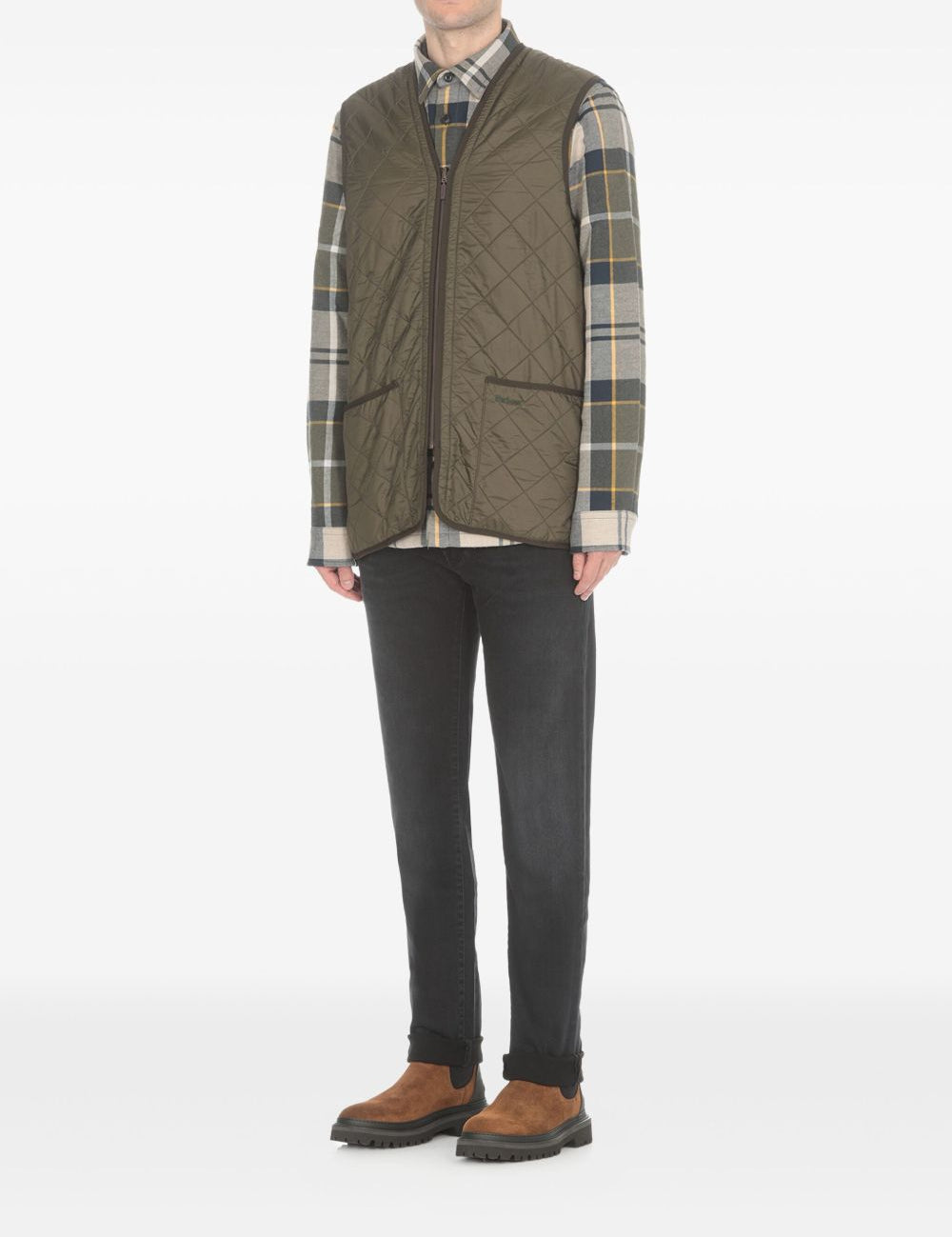 Gilet trapuntato con zip in verde Barbour - uomo 