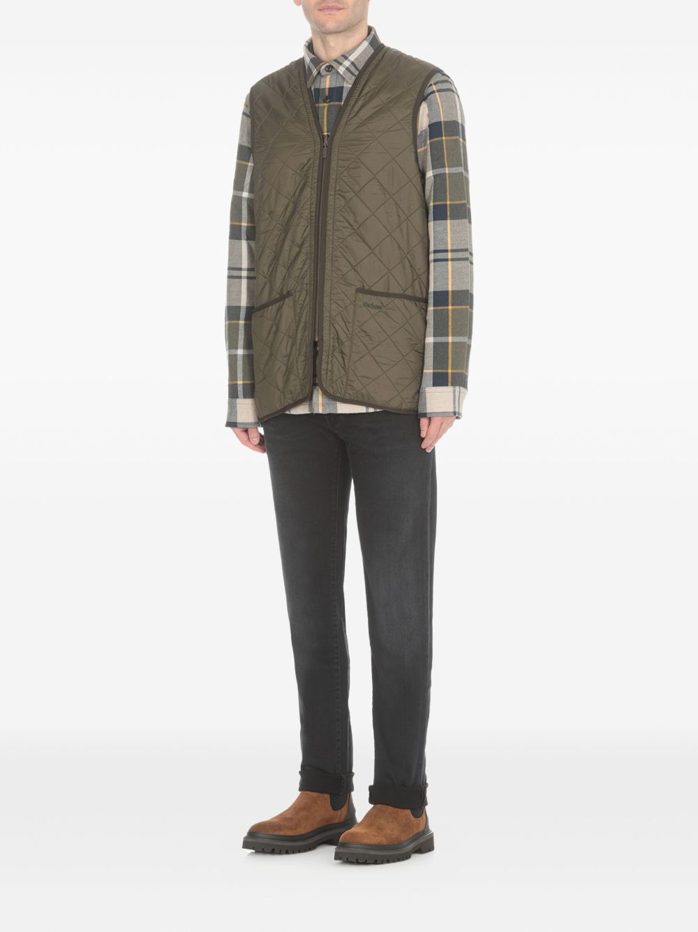 Gilet trapuntato con zip in verde Barbour - uomo 
