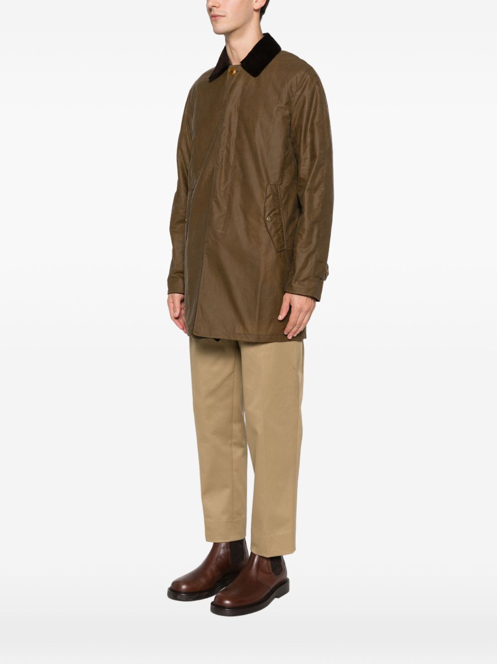 Cappotto in cotone cerato in marrone  <BR/><BR/><BR/> 