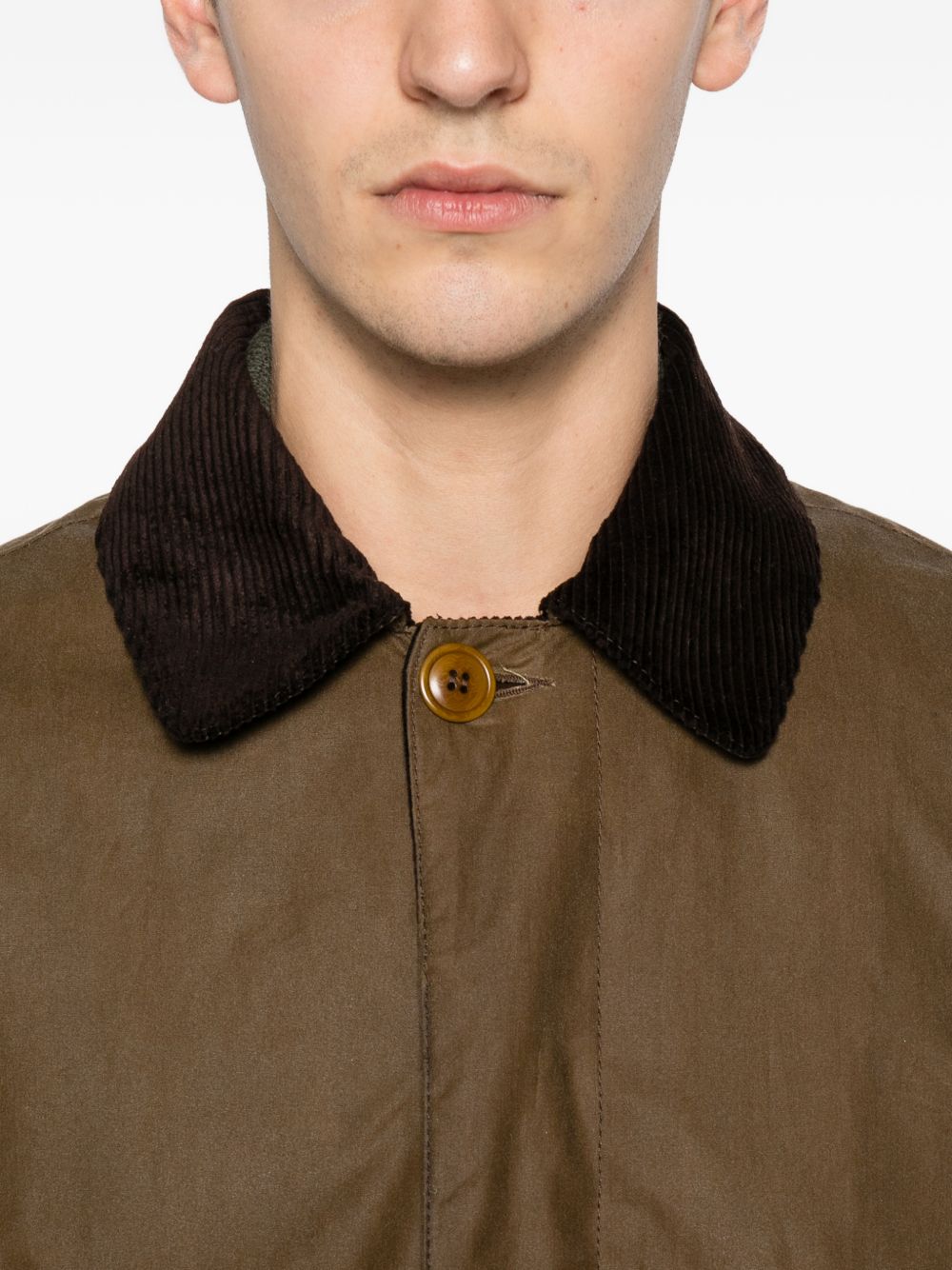 Cappotto in cotone cerato in marrone  <BR/><BR/><BR/> 
