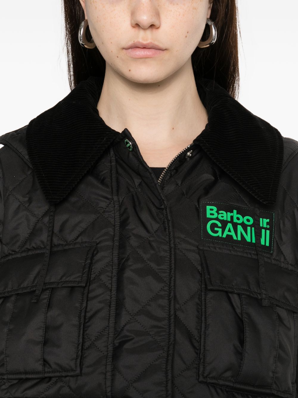 Giacca trapuntata lunga con peplo Barbour x Ganni - donna 