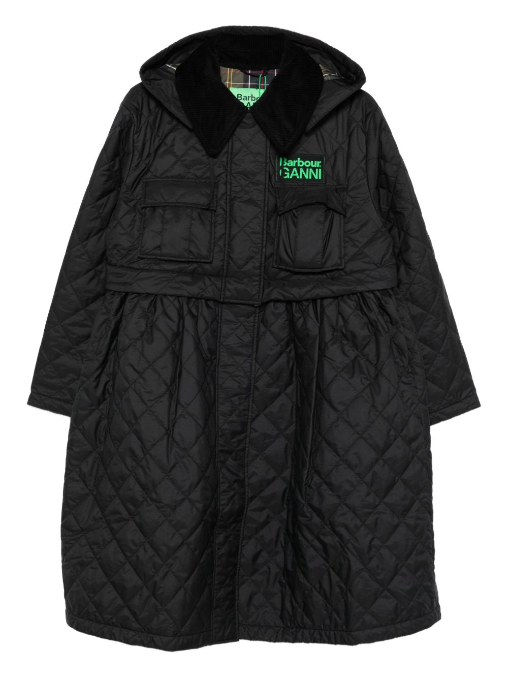 Giacca trapuntata lunga con peplo Barbour x Ganni - donna 