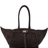 Borsa a spalla in pelle scamosciata marrone Benedetta Bruzziches - donna 