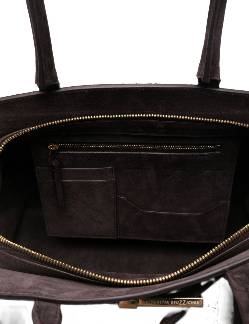 Borsa a spalla in pelle scamosciata marrone Benedetta Bruzziches - donna 