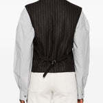 Gilet gessato con bottoni in marrone Blazé milano - donna 