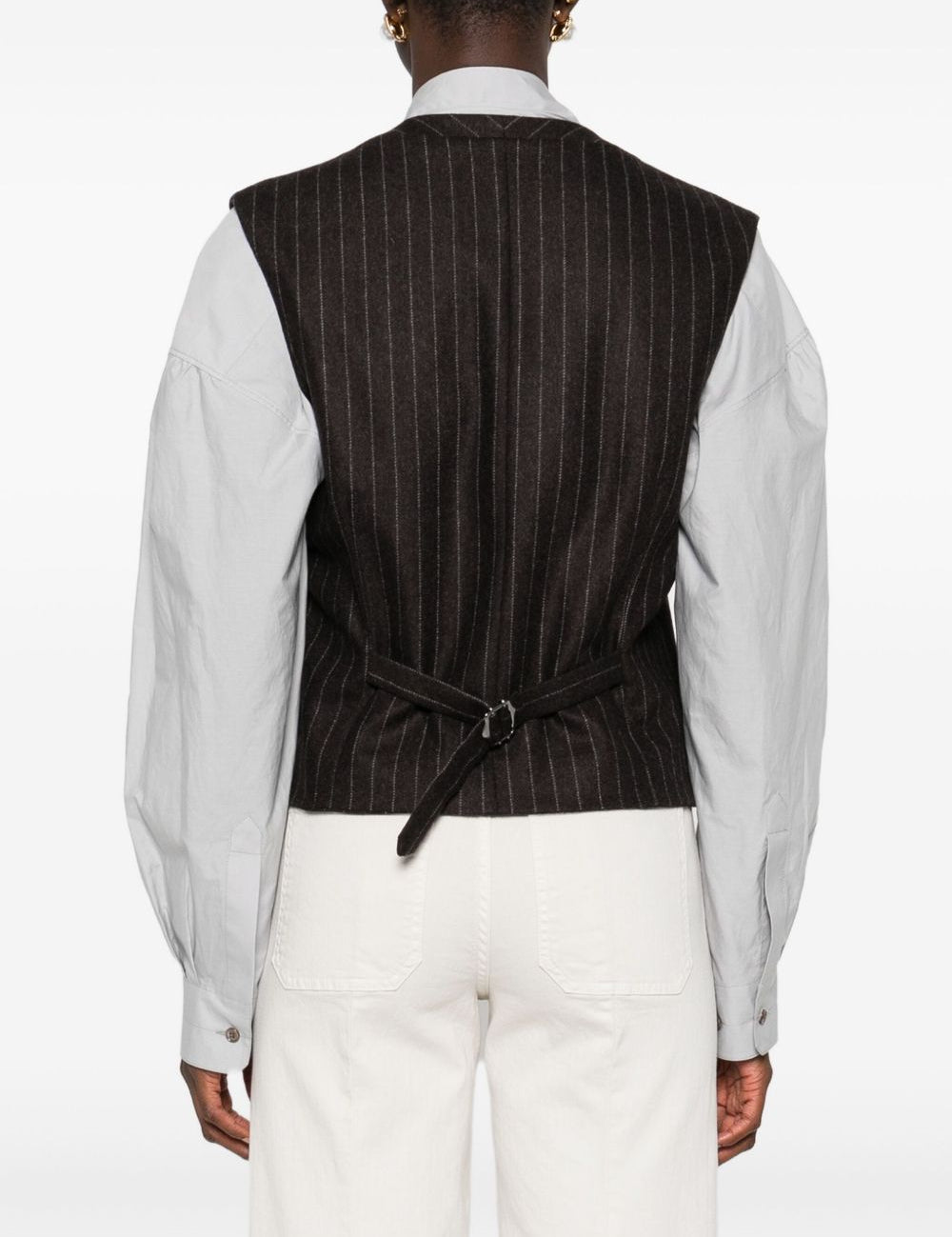 Gilet gessato con bottoni in marrone Blazé milano - donna 