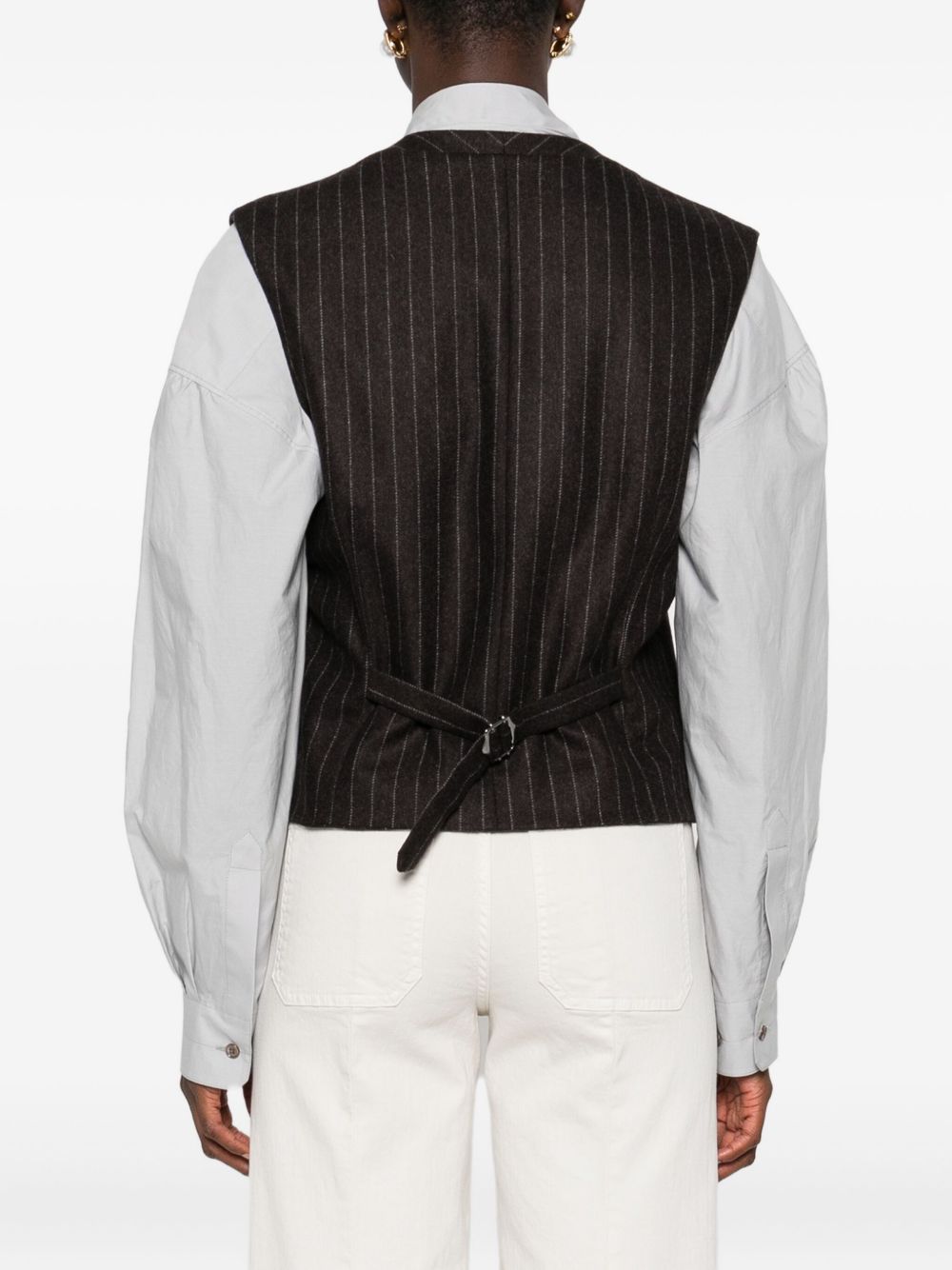 Gilet gessato con bottoni in marrone Blazé milano - donna 