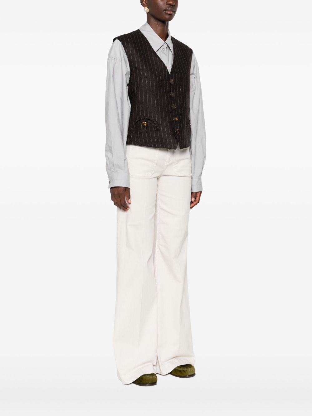Gilet gessato con bottoni in marrone Blazé milano - donna 