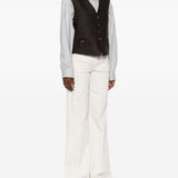 Gilet gessato con bottoni in marrone Blazé milano - donna 