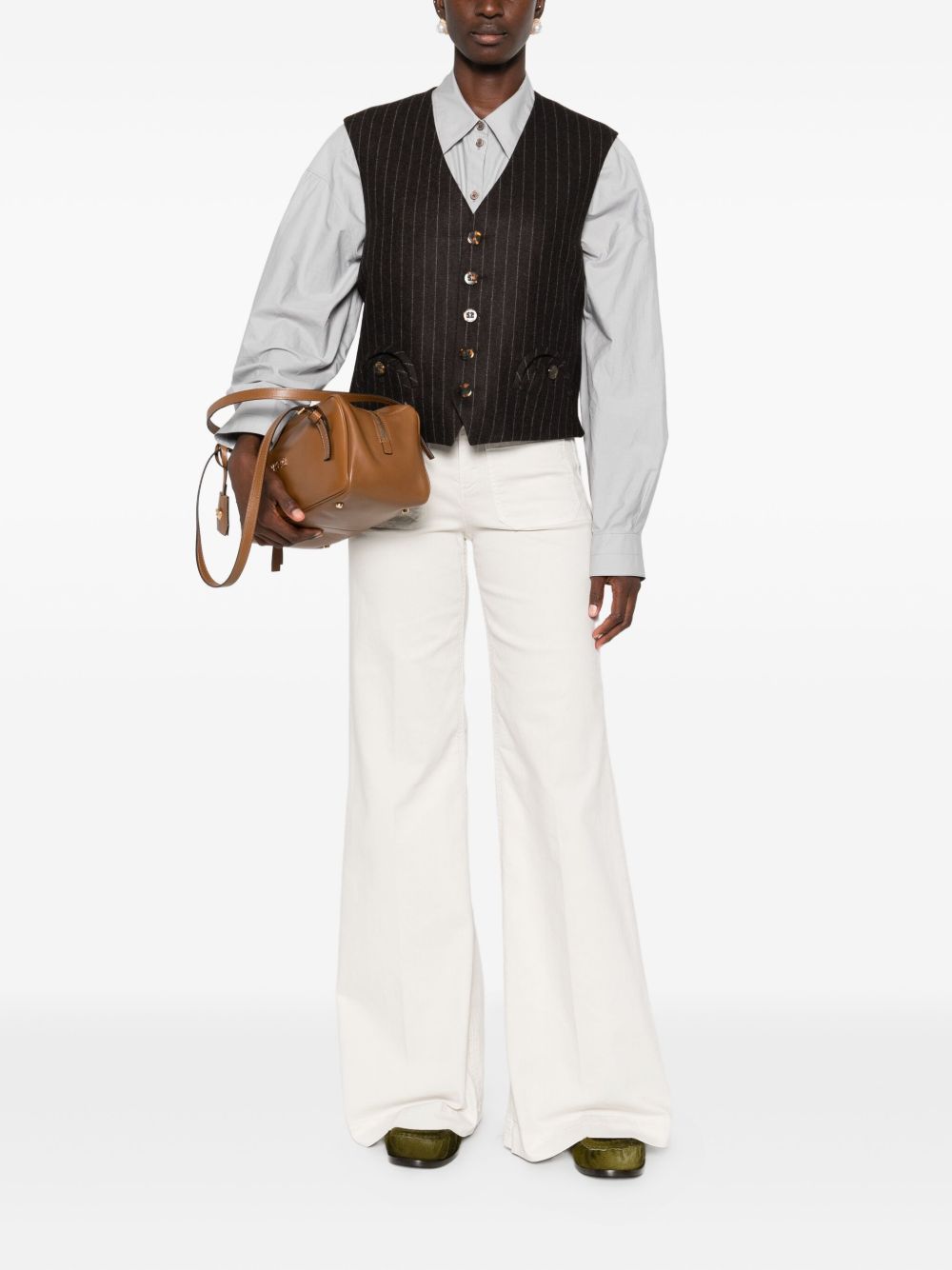 Gilet gessato con bottoni in marrone Blazé milano - donna 