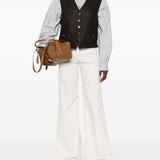 Gilet gessato con bottoni in marrone Blazé milano - donna 