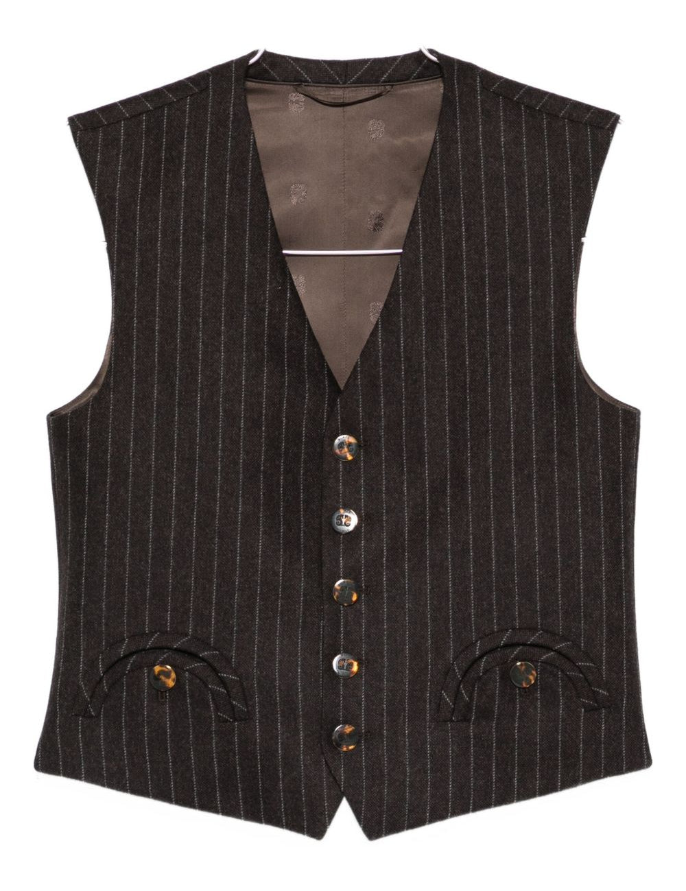 Gilet gessato con bottoni in marrone Blazé milano - donna 