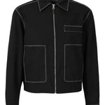 Giacca-camicia Bay con cuciture a contrasto in nero Carrer - unisex 