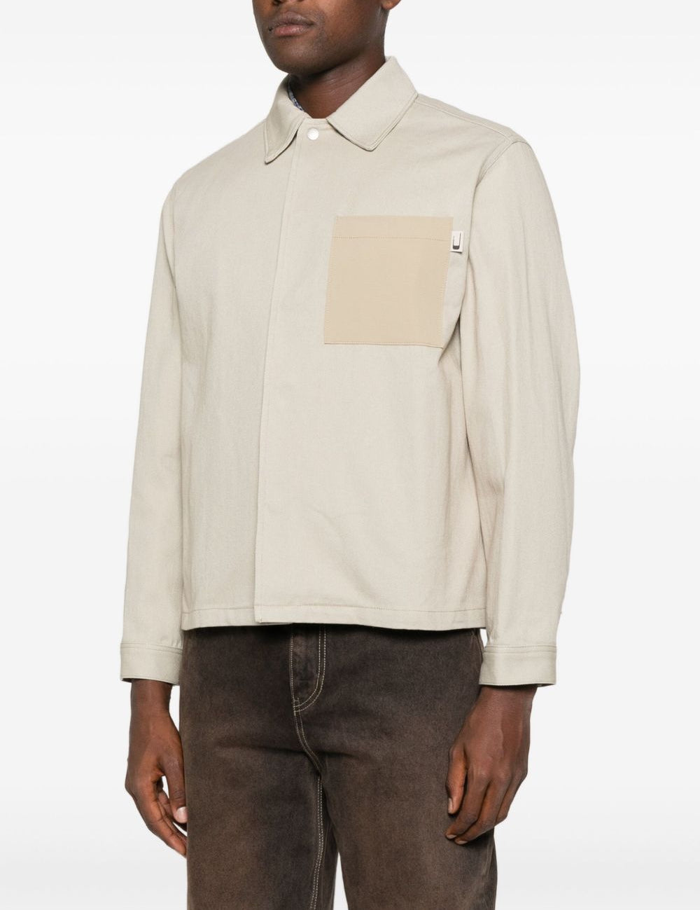 Giacca-camicia con tasca in beige Carrer - unisex 