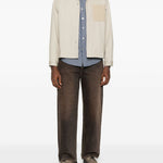 Giacca-camicia con tasca in beige Carrer - unisex 