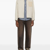 Giacca-camicia con tasca in beige Carrer - unisex 
