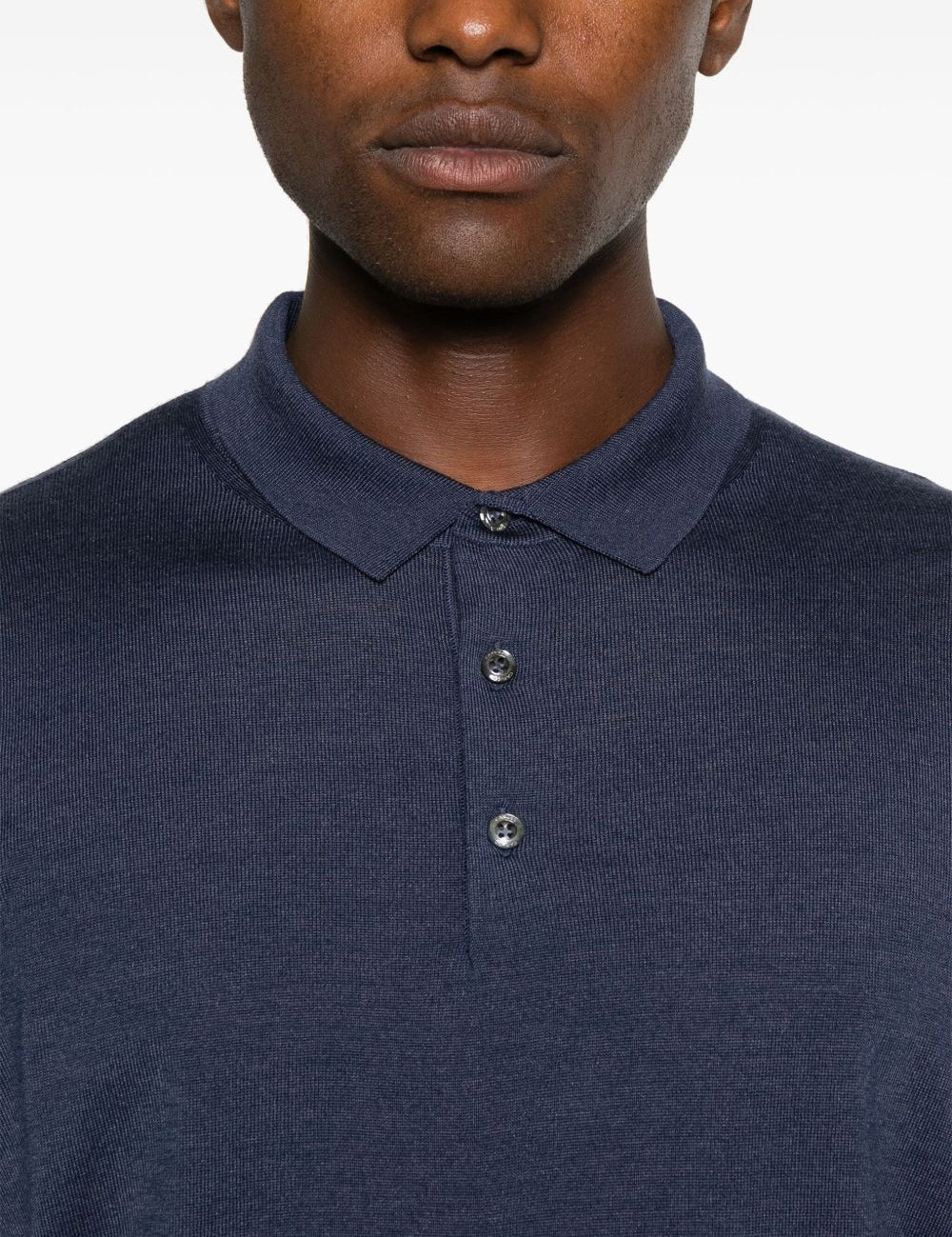 Polo a maniche lunghe in blu Caruso - uomo 
