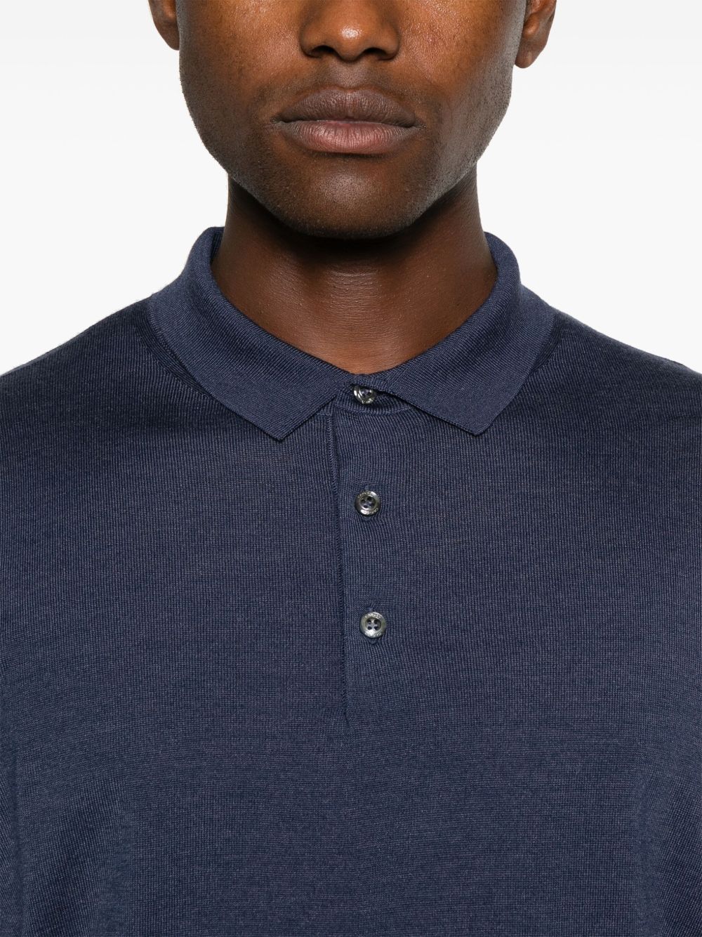 Polo a maniche lunghe in blu Caruso - uomo 