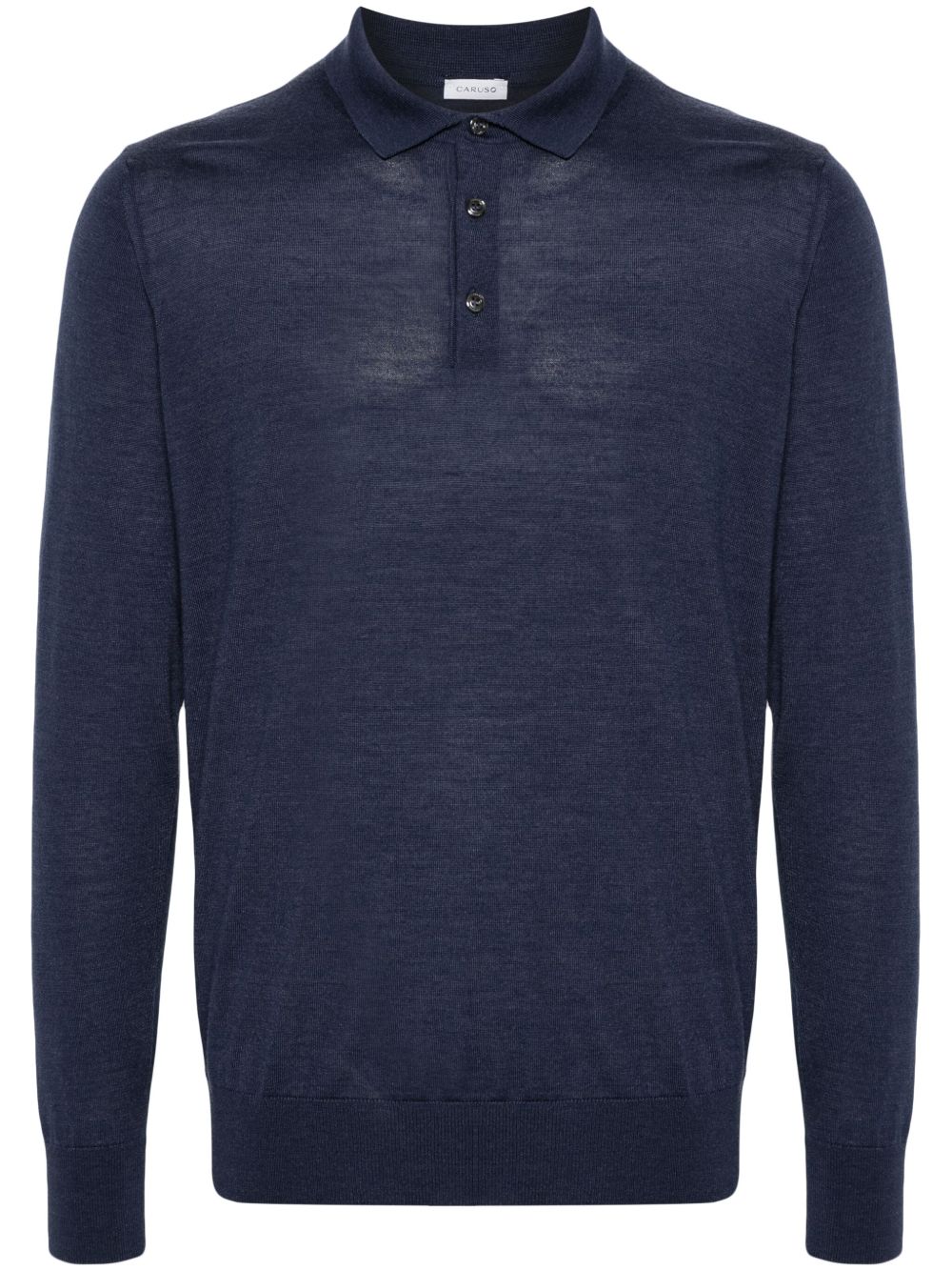 Polo a maniche lunghe in blu Caruso - uomo 